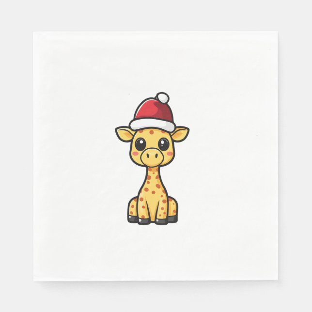 Niedliches Weihnachts-Giraffe-Comic Serviette (Vorderseite)