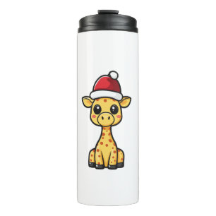 Niedliches Weihnachts-Giraffe-Comic Thermosbecher