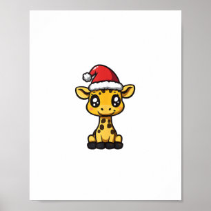 Niedliches Weihnachts-Giraffe Xmas-Comic Poster