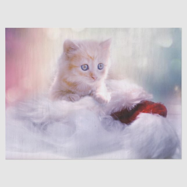 Niedliches Weihnachts-Kitten Foto Seidenpapier (Vorderseite)