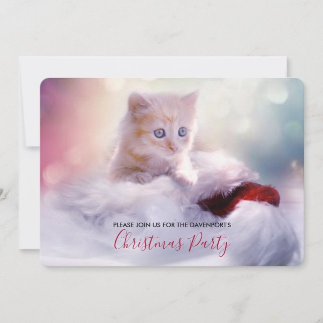 Niedliches Weihnachts-Kitten-Party laden Einladung (Vorderseite)