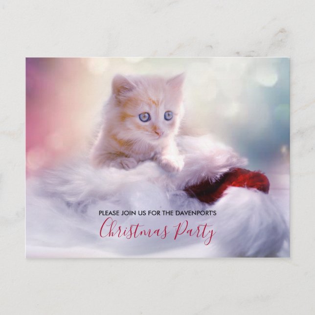 Niedliches Weihnachts-Kitten-Party laden Postkarte (Vorderseite)