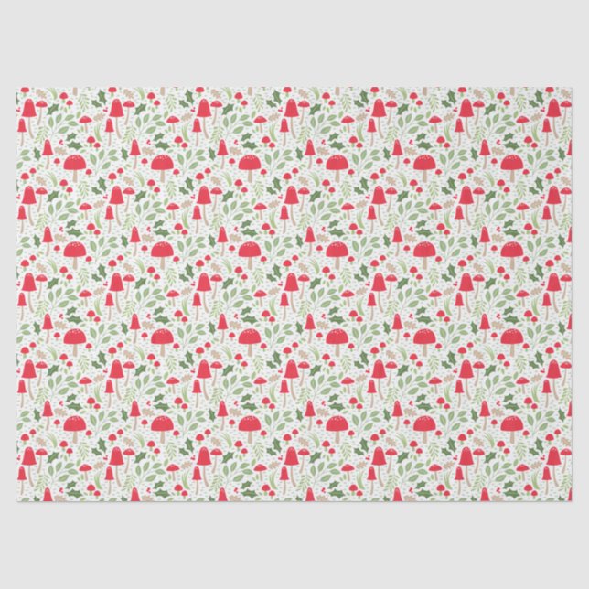 Niedliches Weihnachts-Mushroom-Packpapier Seidenpapier (Vorderseite)