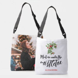 Niedliches Weihnachts-Rote Mistletoe Paint-Foto Tragetaschen Mit Langen Trägern
