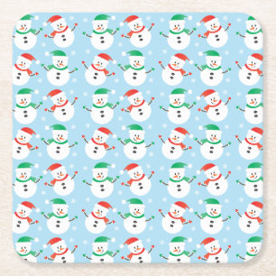 Niedliches Weihnachts-Schneemann-Muster Rechteckiger Pappuntersetzer