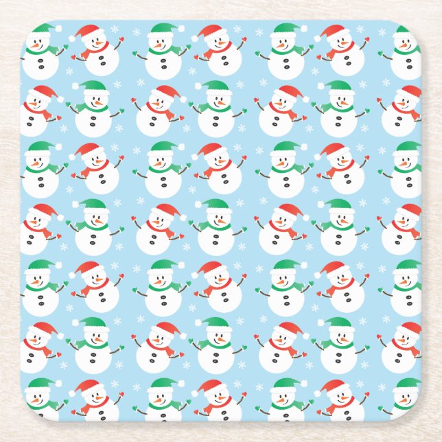 Niedliches Weihnachts-Schneemann-Muster Rechteckiger Pappuntersetzer (Vorderseite)