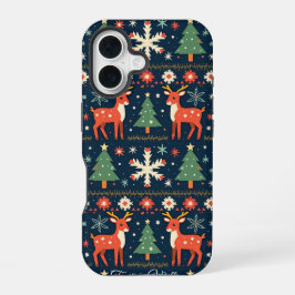 Niedliches Weihnachts-Sweater-Muster iPhone 16 Hülle