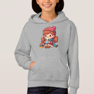 Niedliches Weihnachts-/Wintermädchen mit Kakao Hoodie