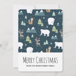 Niedliches Weihnachts-Wintertiermuster Feiertagskarte