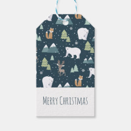 Niedliches Weihnachts-Wintertiermuster Geschenkanhänger