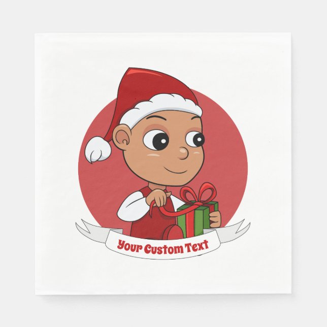 Niedliches Weihnachtsbaby Cartoon Napkins Serviette (Vorderseite)