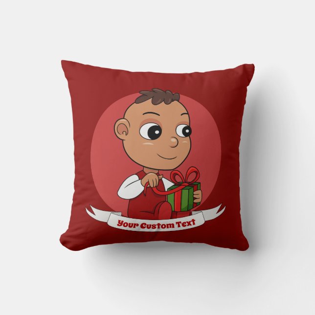 Niedliches Weihnachtsbaby Cartoon Throw Kissen (Vorderseite)