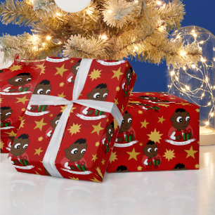 Niedliches Weihnachtsbaby Cartoon Wrapping Paper Geschenkpapier