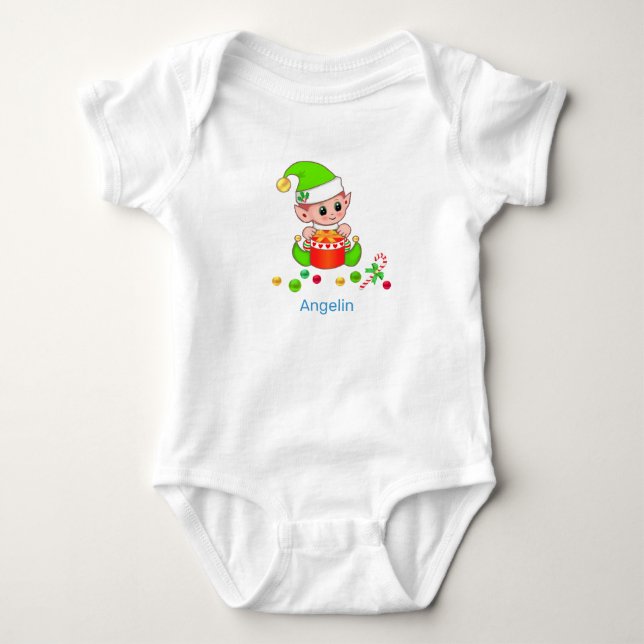 Niedliches Weihnachtsbaby Elf & Confetti Baby Strampler (Vorderseite)