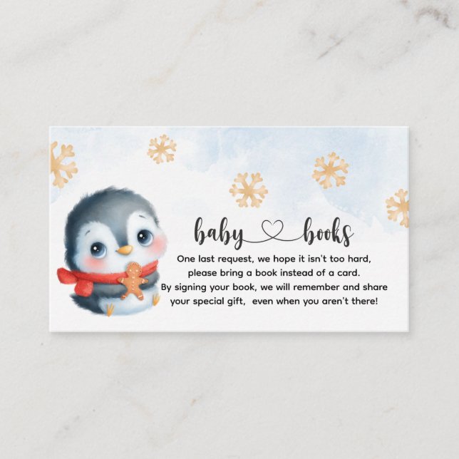 Niedliches Weihnachtsbaby Penguin Buchanfrage Begleitkarte (Vorderseite)