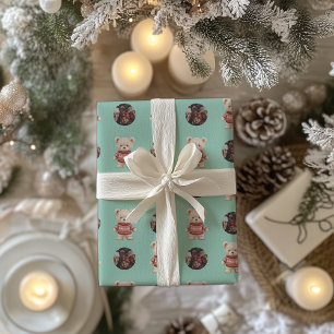 Niedliches Weihnachtsbär Custom Foto Geschenkpapier