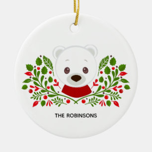 Niedliches Weihnachtsbär-Foto Keramik Ornament