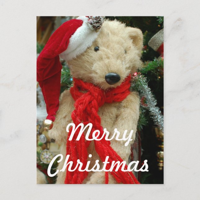Niedliches Weihnachtsbär Foto Postkarte (Vorderseite)
