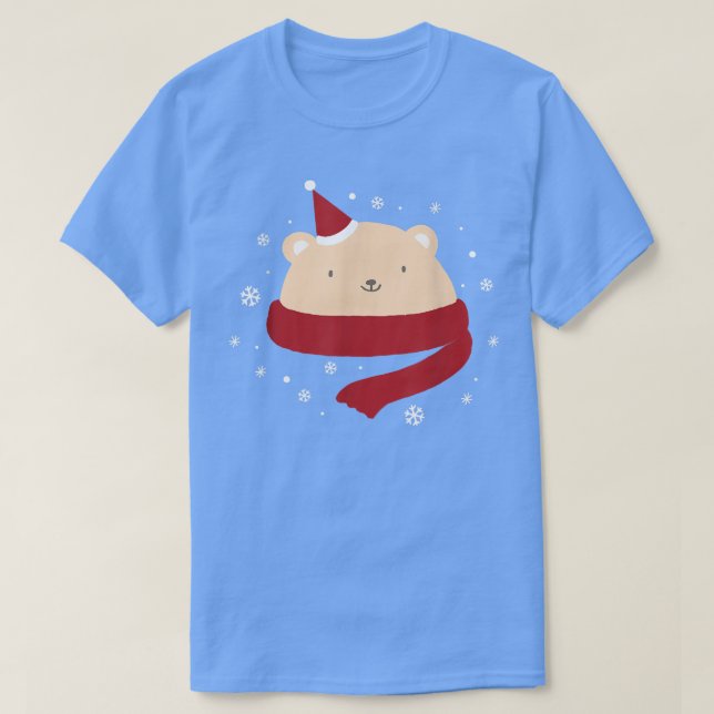 Niedliches Weihnachtsbär Winterschnee Neujahr T-Shirt (Design vorne)