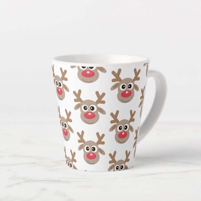 Niedliches Weihnachtsbaum Cartoon Muster White Milchtasse (Rechte Ecke)