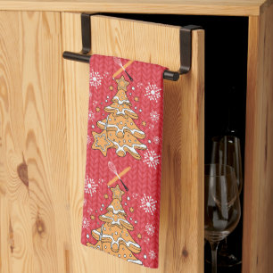 Niedliches Weihnachtsbaum Keks Backen Crew Schneef Geschirrtuch