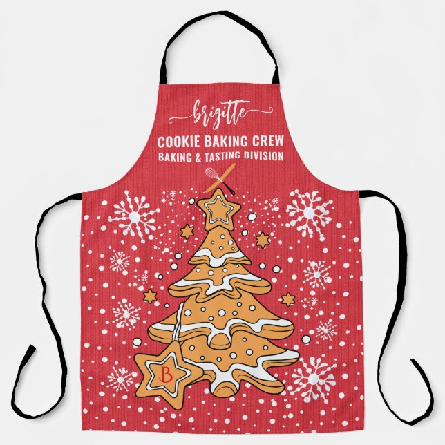 Niedliches Weihnachtsbaum Keks Backen Crew Schneef Schürze (Vorderseite)