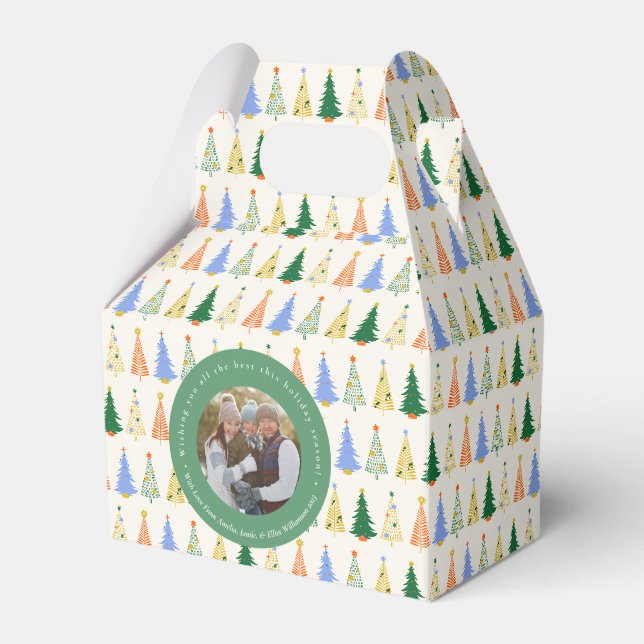 Niedliches Weihnachtsbaum Red Green Family Custom  Geschenkschachtel (Vorderseite)