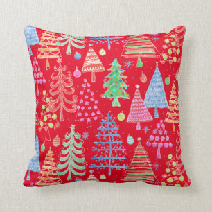 Niedliches Weihnachtsbaum Rotes grünes Blaues Mus Kissen