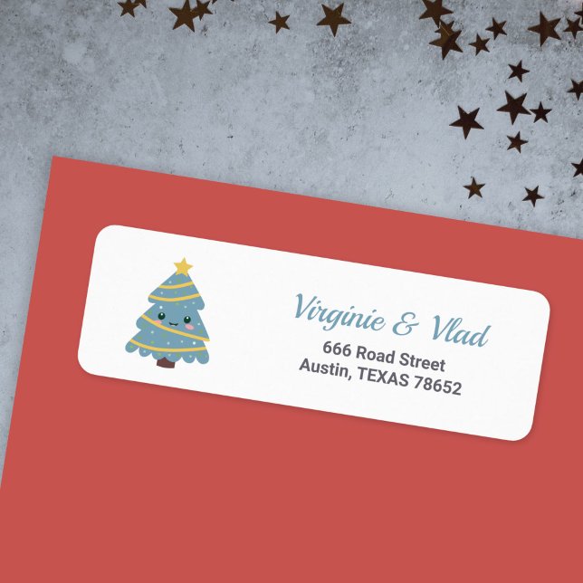 Niedliches Weihnachtsbaum-Rücksendelabel (Cute Christmas Tree return address label)