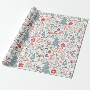 Niedliches Weihnachtsbaummuster des Weihnachtsmann Geschenkpapier