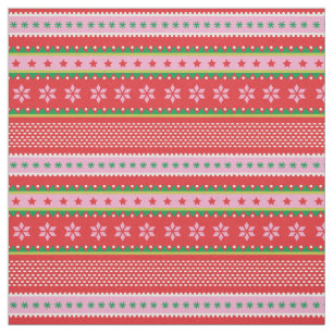 Niedliches Weihnachtsbild Rot-Rosa-Grün Stoff