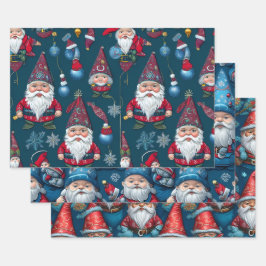 Niedliches Weihnachtsblatt 3xFlat-Blatt Geschenkpapier Set