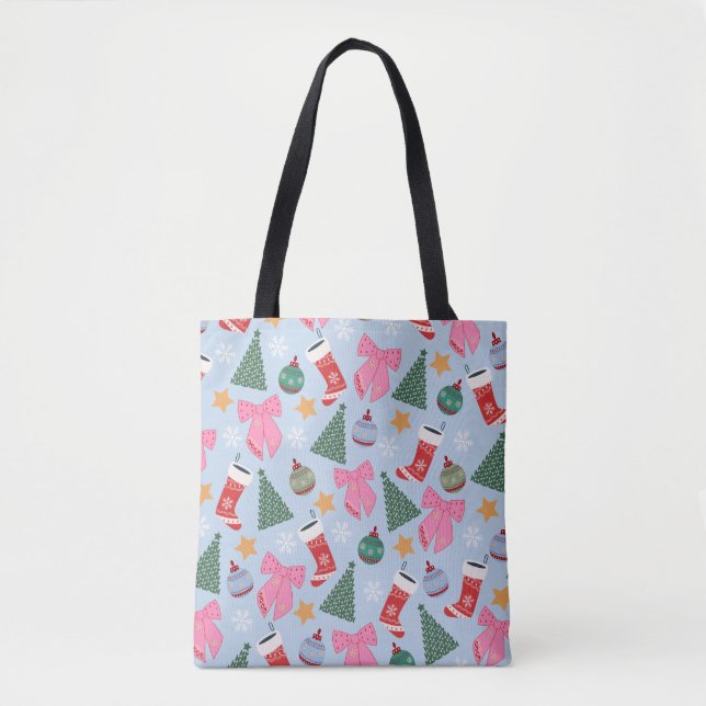 Niedliches Weihnachtsblau Tasche (Vorderseite)