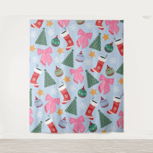 Niedliches Weihnachtsblau Wandteppich