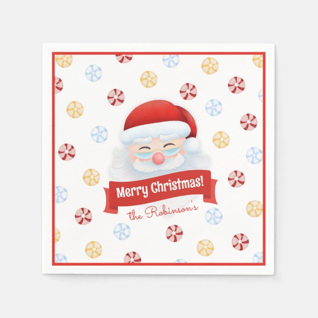 Niedliches Weihnachtsbuch zum Weihnachtsmann-Party Serviette (Vorderseite)