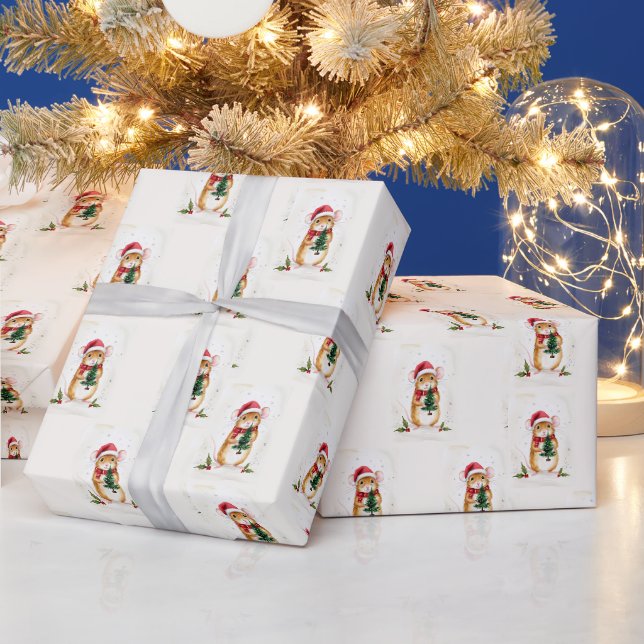 Niedliches Weihnachtsbunny Rabbit Luxus Weihnachts Geschenkpapier (Feiertage)