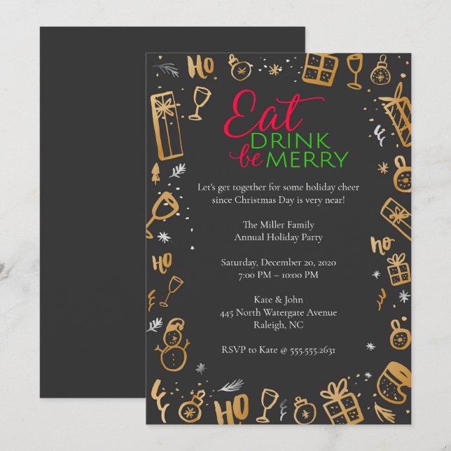 Niedliches Weihnachtsdesign-Party Einladung (Vorne/Hinten)