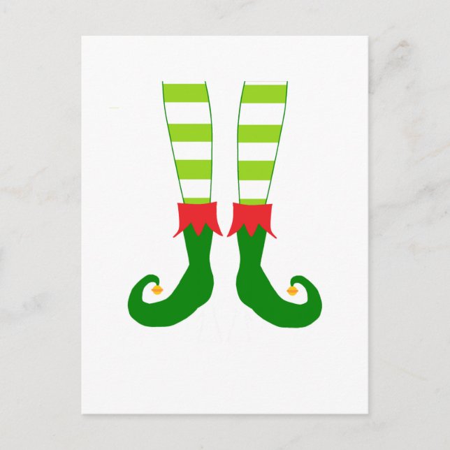Niedliches Weihnachtself Feet Feiertagspostkarte (Vorderseite)