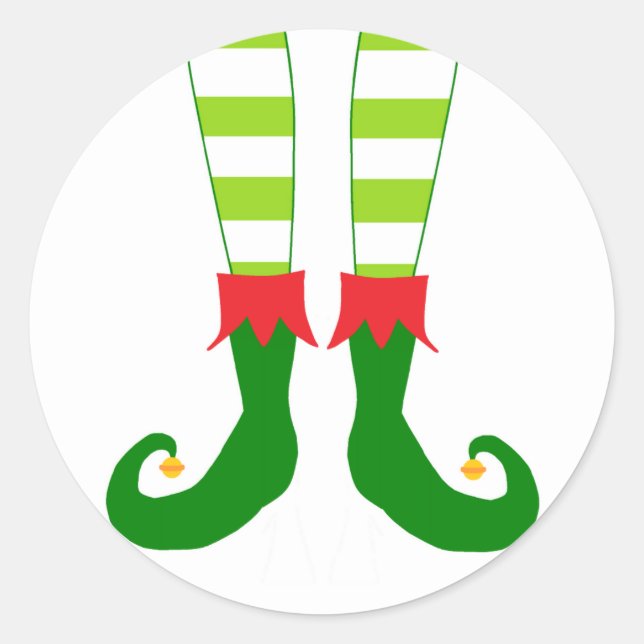 Niedliches Weihnachtself Feet Runder Aufkleber (Vorderseite)