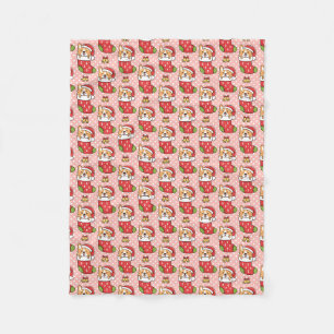 Niedliches Weihnachtsfest Corgi Fleece Blanket