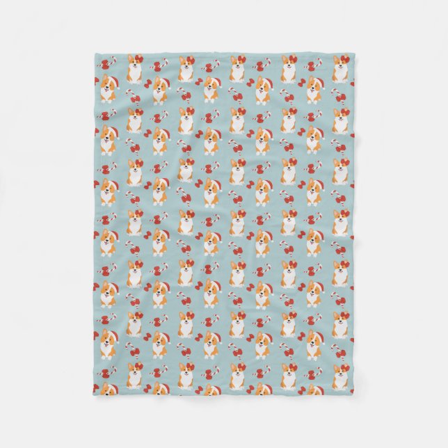 Niedliches Weihnachtsfest Corgi Fleece Blanket (Vorderseite)