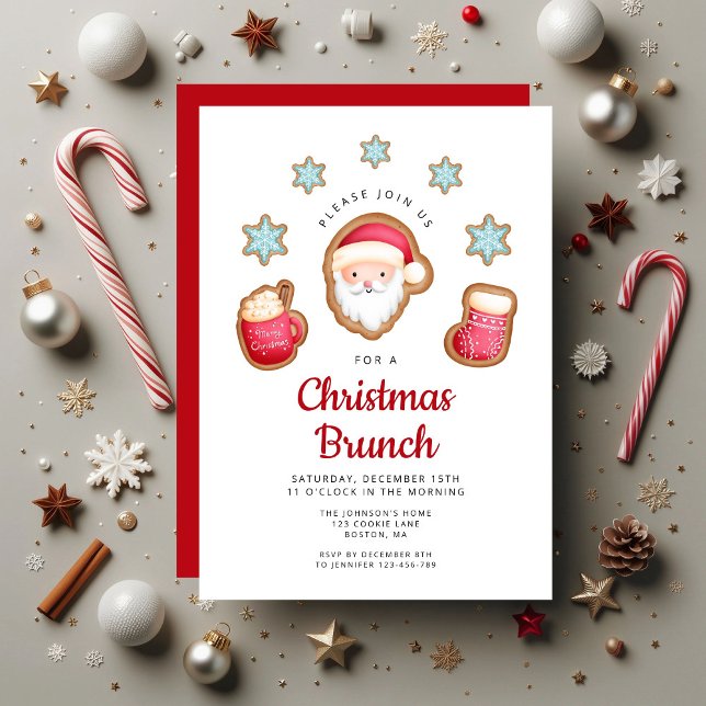 Niedliches Weihnachtsfest Einladung (Cute Santa Christmas Brunch Invitation)