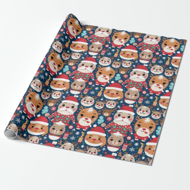 Niedliches Weihnachtsfest Geschenkpapier (Ungerollt)
