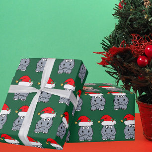 Niedliches Weihnachtsfest Hippo Geschenkpapier