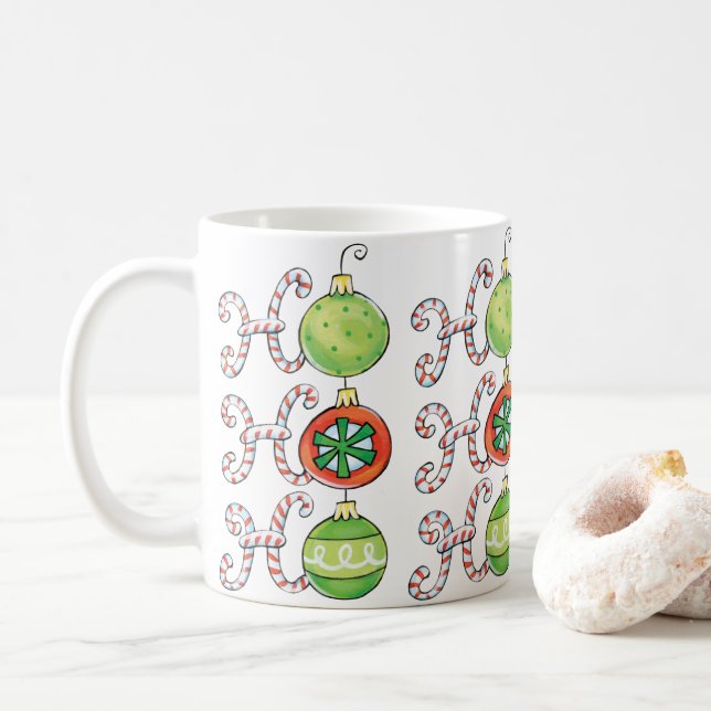 Niedliches Weihnachtsfest Ho Ho Ho, Kanälen mit Ca Kaffeetasse (Mit Donut)