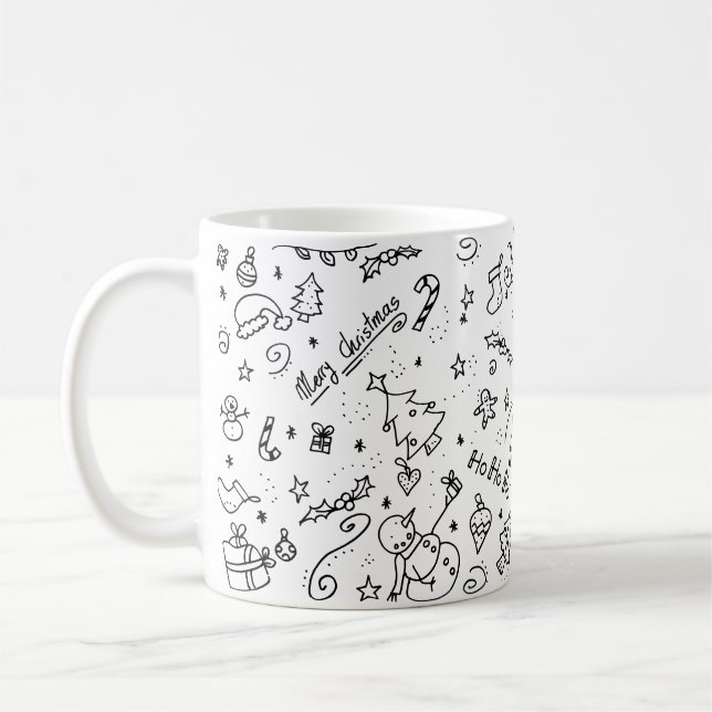 Niedliches Weihnachtsfest-Muster Kaffeetasse (Links)
