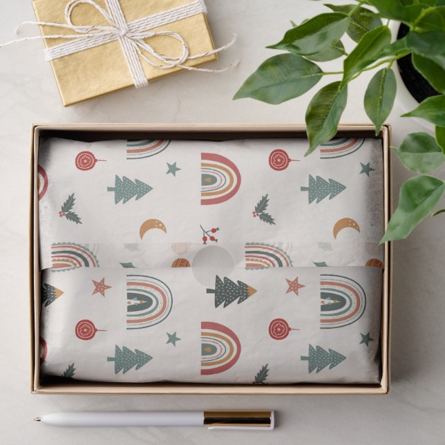 Niedliches Weihnachtsfest Rainbows Holidays Muster Seidenpapier (Geschenk)
