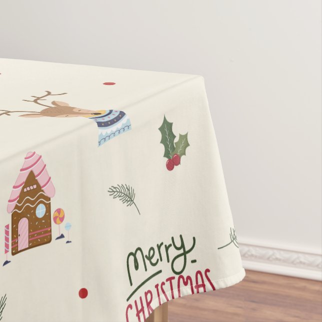 Niedliches Weihnachtsfest Rentier Snowman Muster W Tischdecke (Beispiel)