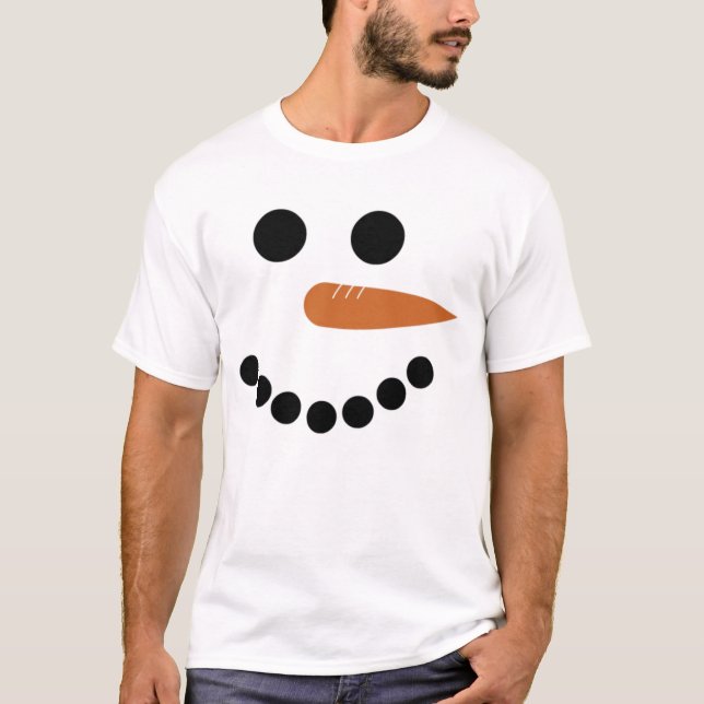 Niedliches Weihnachtsfest Snowman Face T-Shirt (Vorderseite)