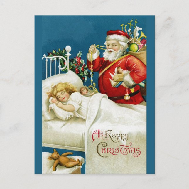 Niedliches Weihnachtsfest Viktorianisch Santa Mari Postkarte (Vorderseite)